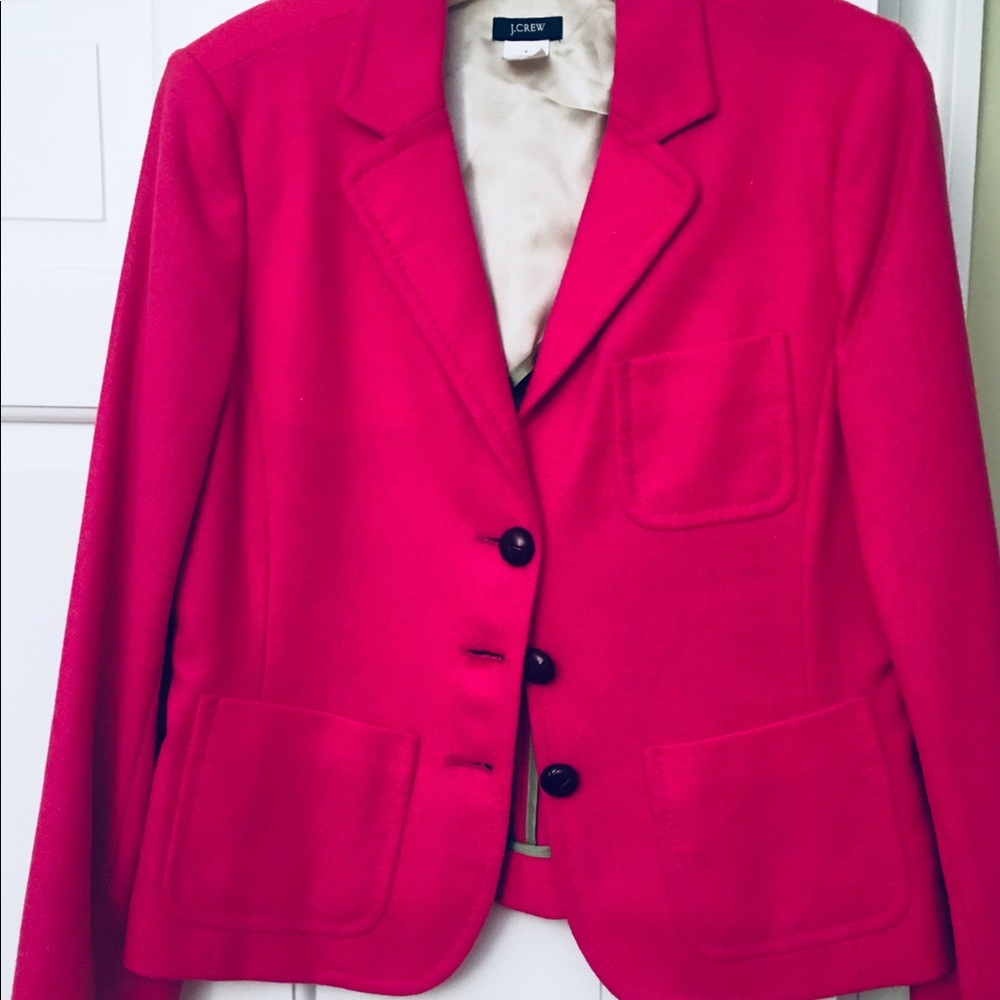 JCREW Pink Wool Blazer with leather buttons
